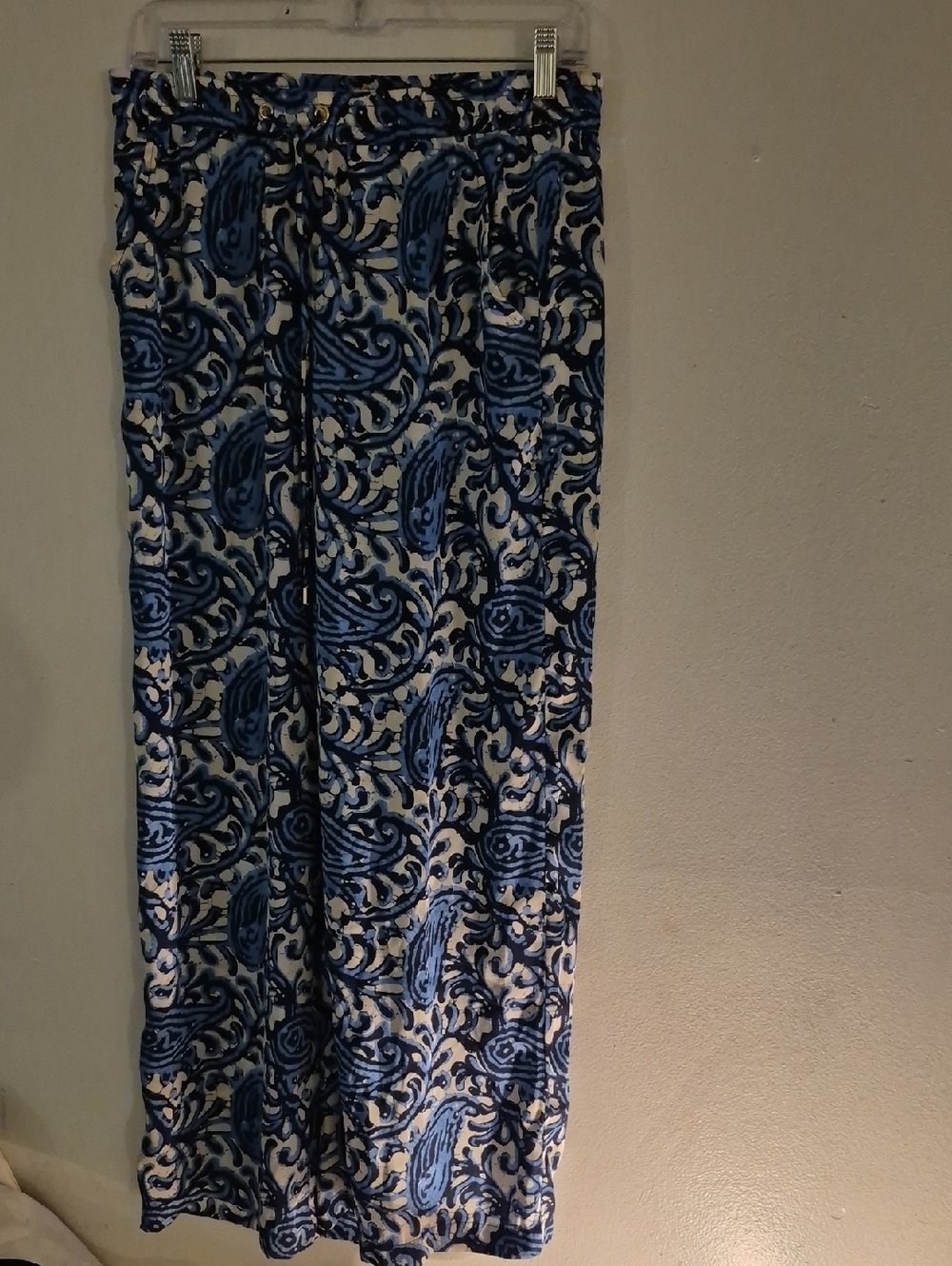 Michael Kors Blue & White Paisley Maxi Pants